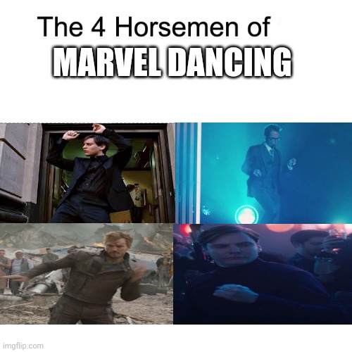 Four horsemen | MARVEL DANCING | image tagged in four horsemen,dancing zemo | made w/ Imgflip meme maker