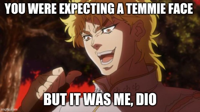 But it was me Dio | YOU WERE EXPECTING A TEMMIE FACE BUT IT WAS ME, DIO | image tagged in but it was me dio | made w/ Imgflip meme maker