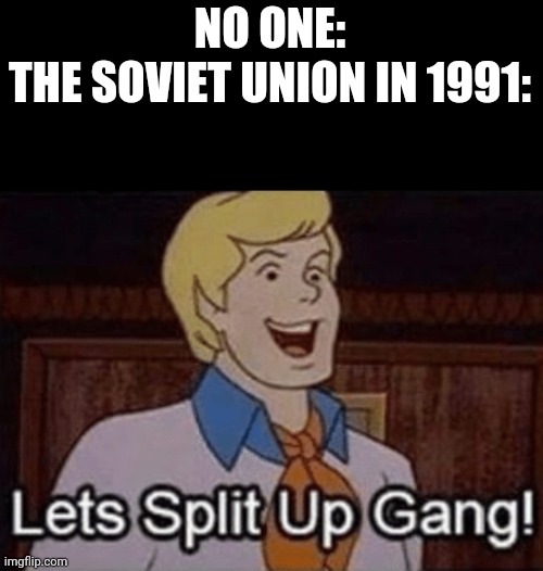 Let’s split up hang! | NO ONE:
THE SOVIET UNION IN 1991: | image tagged in soviet union,soviet russia,scooby doo,memes,history,funny | made w/ Imgflip meme maker