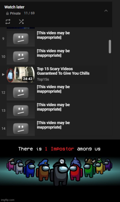 funnni numberrrrrrrr | image tagged in there is one impostor among us | made w/ Imgflip meme maker