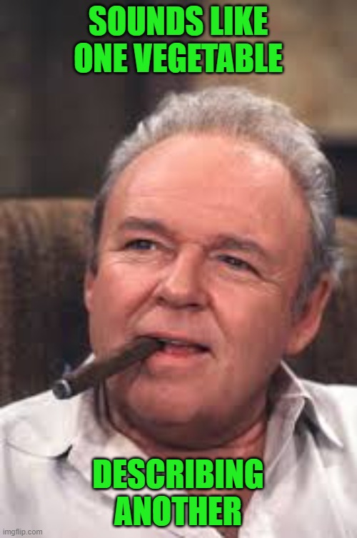 Archie Bunker | SOUNDS LIKE ONE VEGETABLE DESCRIBING ANOTHER | image tagged in archie bunker | made w/ Imgflip meme maker