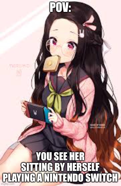 POV:; YOU SEE HER SITTING BY HERSELF PLAYING A NINTENDO SWITCH | made w/ Imgflip meme maker
