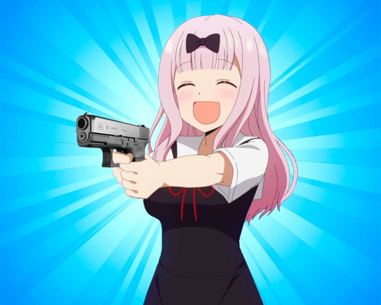 Chika with a Glock Blank Meme Template