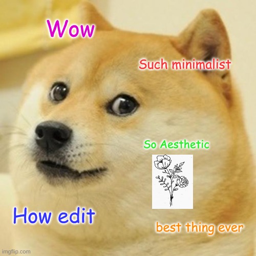 Doge | Wow; Such minimalist; So Aesthetic; How edit; best thing ever | image tagged in memes,doge | made w/ Imgflip meme maker