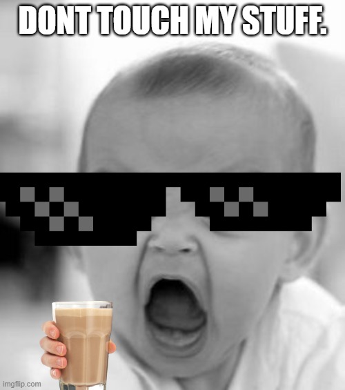 No | DONT TOUCH MY STUFF. | image tagged in memes,angry baby | made w/ Imgflip meme maker