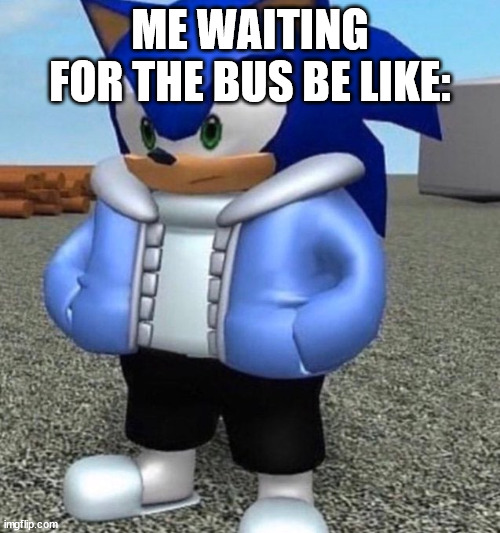 sans sonic at a bus stop | ME WAITING FOR THE BUS BE LIKE: | image tagged in sonic sans undertale | made w/ Imgflip meme maker