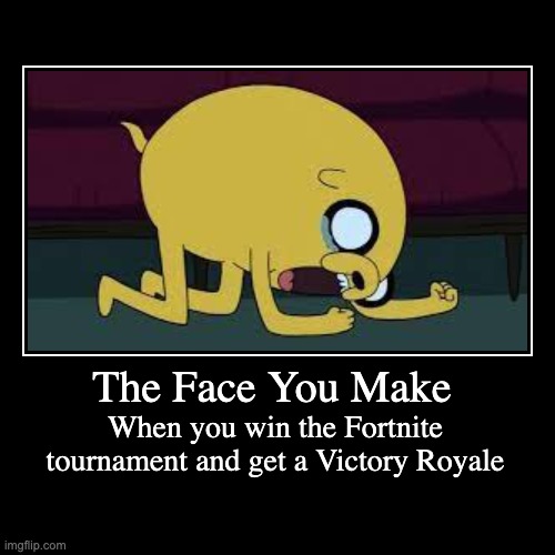 The Face You Make | When you win the Fortnite tournament and get a Victory Royale | image tagged in funny,demotivationals | made w/ Imgflip demotivational maker