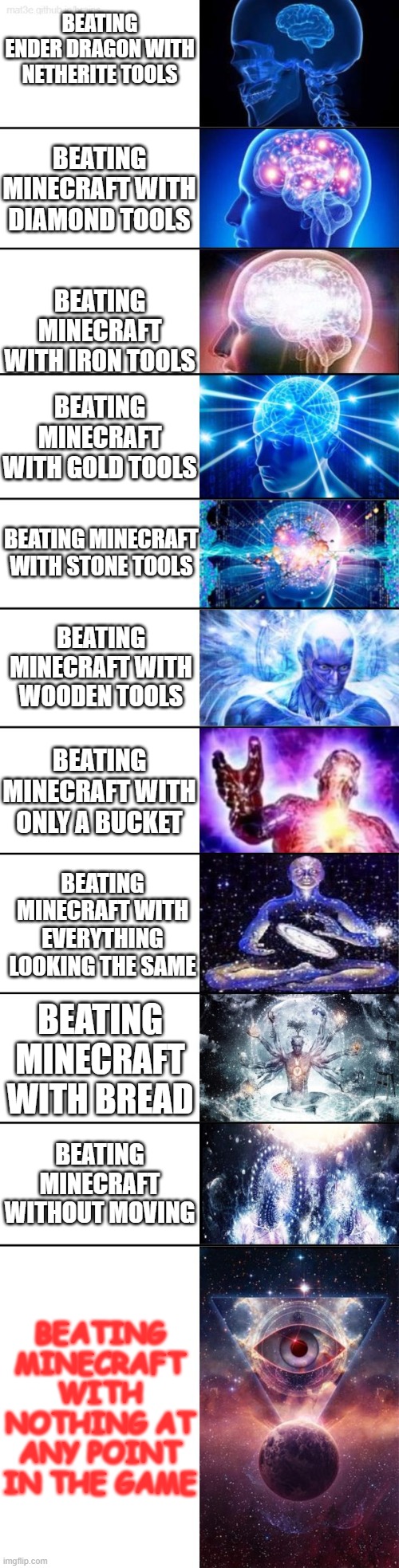 BEATING ENDER DRAGON WITH NETHERITE TOOLS BEATING MINECRAFT WITH IRON TOOLS BEATING MINECRAFT WITH DIAMOND TOOLS BEATING MINECRAFT WITH GOLD | made w/ Imgflip meme maker