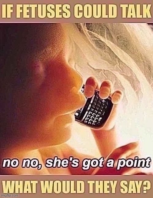 Any meme with a fetus is cringe; Blackberry-holding fetus, double-cringe | made w/ Imgflip meme maker