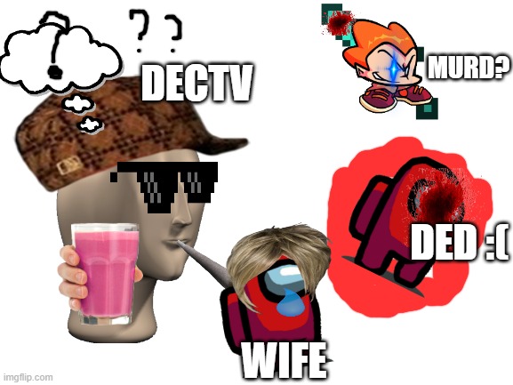 dectv | MURD? DECTV; DED :(; WIFE | image tagged in blank white template | made w/ Imgflip meme maker