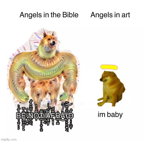 bible accurate | image tagged in repost,angel,doge | made w/ Imgflip meme maker