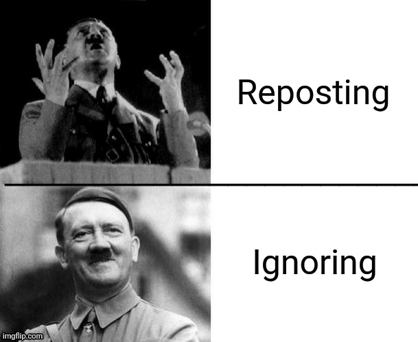 Hitler hotline bling | Reposting Ignoring | image tagged in hitler hotline bling | made w/ Imgflip meme maker