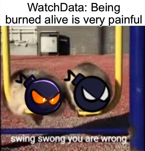 SWING SWONG YOU ARE WRONG | WatchData: Being burned alive is very painful | image tagged in swing swong you are wrong,fnf | made w/ Imgflip meme maker
