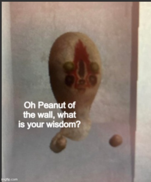 oh peanut of the wall (Credits to the Cult_Of_Peanut stream for the image) | image tagged in oh peanut of the wall,cult_of_peanut,173,scp | made w/ Imgflip meme maker