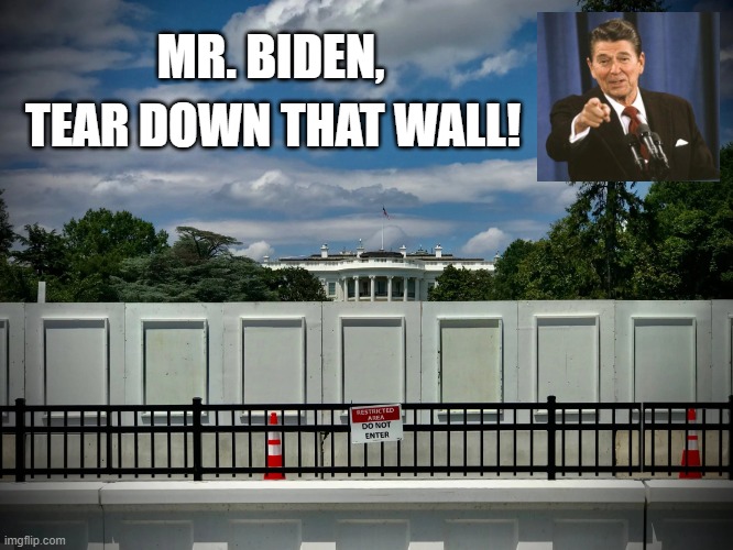Tear Down That Wall! | MR. BIDEN, TEAR DOWN THAT WALL! | image tagged in white house wall,ronald reagan,joe biden,wall,border wall,white house | made w/ Imgflip meme maker