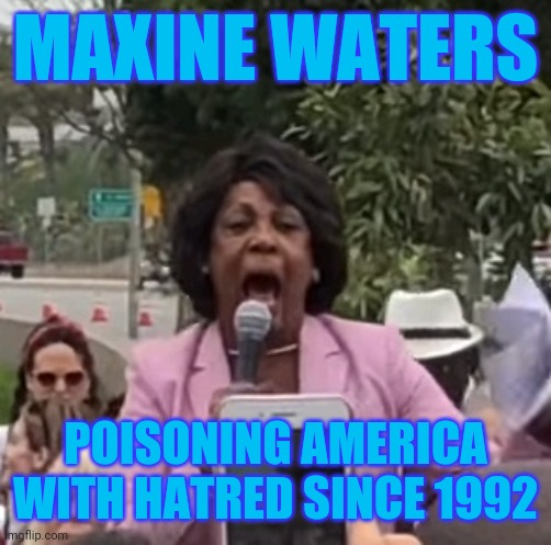 True tho | MAXINE WATERS; POISONING AMERICA WITH HATRED SINCE 1992 | image tagged in maxine waters,politics,hate,leftists | made w/ Imgflip meme maker