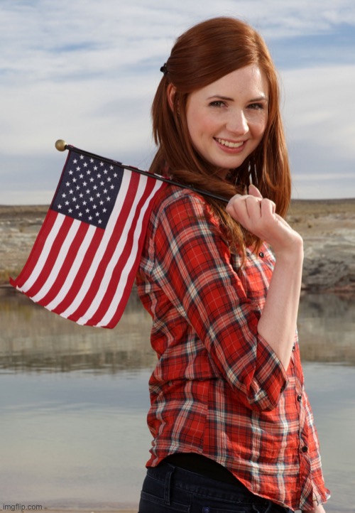 Karen Gillan: but y a USA flag tho? | image tagged in karen gillan patriotic | made w/ Imgflip meme maker