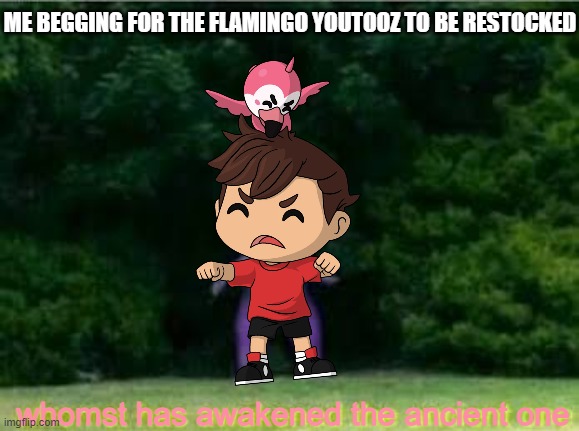 Albert Please. | ME BEGGING FOR THE FLAMINGO YOUTOOZ TO BE RESTOCKED; whomst has awakened the ancient one | image tagged in whomst has awakened the ancient one | made w/ Imgflip meme maker