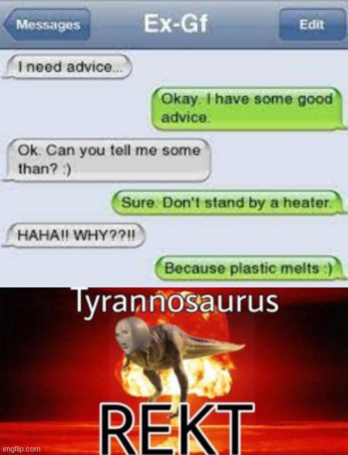 image tagged in tyrannosaurus rekt | made w/ Imgflip meme maker