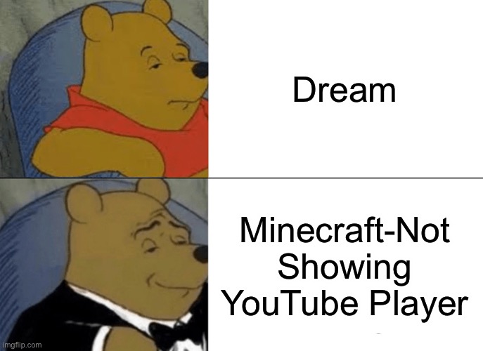 Before, after Part 13 | Dream; Minecraft-Not Showing YouTube Player | image tagged in memes,tuxedo winnie the pooh | made w/ Imgflip meme maker