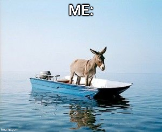 This goes in the ship tag | ME: | image tagged in donkey on a boat,shipping,donkey,boat,ship | made w/ Imgflip meme maker