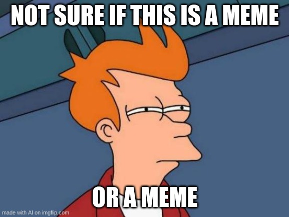 Futurama Fry | NOT SURE IF THIS IS A MEME; OR A MEME | image tagged in memes,futurama fry | made w/ Imgflip meme maker