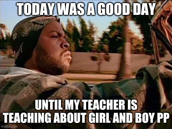Today Was A Good Day | TODAY WAS A GOOD DAY; UNTIL MY TEACHER IS TEACHING ABOUT GIRL AND BOY PP | image tagged in memes,today was a good day | made w/ Imgflip meme maker