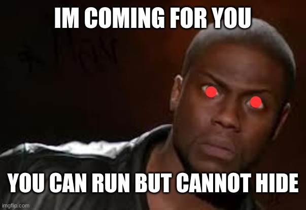 funny meme | IM COMING FOR YOU; YOU CAN RUN BUT CANNOT HIDE | image tagged in funny meme | made w/ Imgflip meme maker