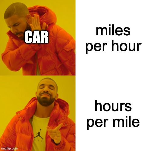 Drake Hotline Bling Meme | miles per hour hours per mile CAR | image tagged in memes,drake hotline bling | made w/ Imgflip meme maker