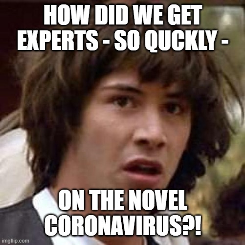 Conspiracy Keanu | HOW DID WE GET EXPERTS - SO QUCKLY -; ON THE NOVEL CORONAVIRUS?! | image tagged in memes,conspiracy keanu | made w/ Imgflip meme maker
