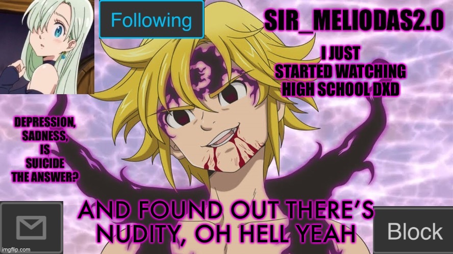 HELL YEA | I JUST STARTED WATCHING HIGH SCHOOL DXD; AND FOUND OUT THERE’S NUDITY, OH HELL YEAH | image tagged in sir_meliodas2 0 announcement template,disney killed star wars,star wars kills disney | made w/ Imgflip meme maker