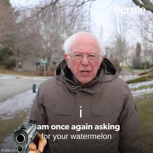 Bernie I Am Once Again Asking For Your Support | i; for your watermelon | image tagged in memes,bernie i am once again asking for your support | made w/ Imgflip meme maker