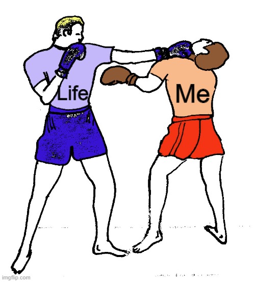 yay new template | Me; Life | image tagged in punch,boxing,life sucks | made w/ Imgflip meme maker