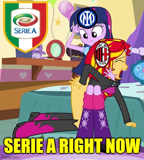 Inter vs Milan - Battle for the Scudetto right now | SERIE A RIGHT NOW | image tagged in memes,funny,calcio,serie a,inter,ac milan | made w/ Imgflip meme maker