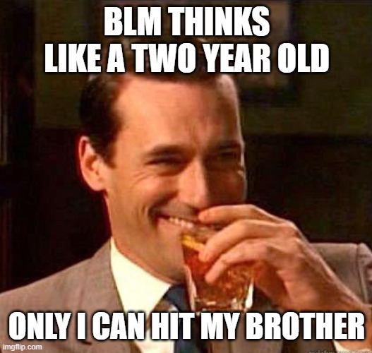Mad Men | BLM THINKS LIKE A TWO YEAR OLD ONLY I CAN HIT MY BROTHER | image tagged in mad men | made w/ Imgflip meme maker