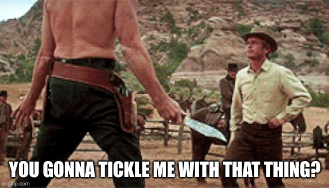 It's Just A Knife | YOU GONNA TICKLE ME WITH THAT THING? | image tagged in racism,government corruption,biden sucks | made w/ Imgflip meme maker