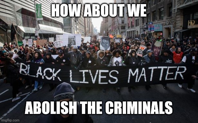 blm | HOW ABOUT WE ABOLISH THE CRIMINALS | image tagged in blm | made w/ Imgflip meme maker