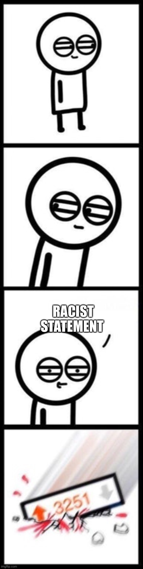 3251 upvotes | RACIST STATEMENT | image tagged in 3251 upvotes | made w/ Imgflip meme maker
