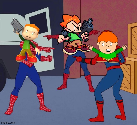 idk lol | image tagged in spider man triple,pico,newgrounds,friday night funkin | made w/ Imgflip meme maker