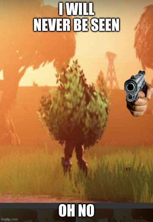 Fortnite bush | I WILL NEVER BE SEEN; OH NO | image tagged in fortnite bush | made w/ Imgflip meme maker