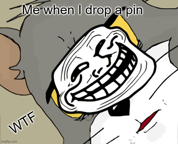 troll | Me when I drop a pin; WTF | image tagged in gun control | made w/ Imgflip meme maker