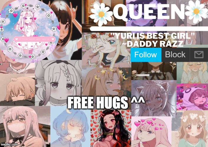 Queen.-. | FREE HUGS ^^ | image tagged in queen - | made w/ Imgflip meme maker