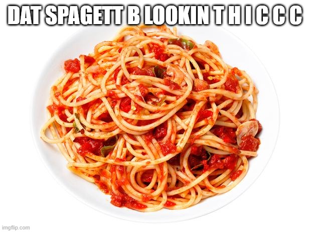 spagetti | DAT SPAGETT B LOOKIN T H I C C C | image tagged in spagetti | made w/ Imgflip meme maker