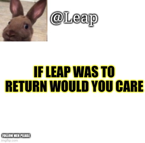 Leaps Template |  IF LEAP WAS TO RETURN WOULD YOU CARE | image tagged in leaps template | made w/ Imgflip meme maker