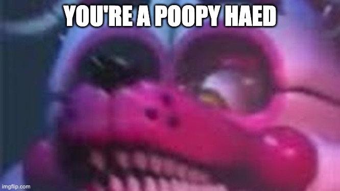 Funtime Foxy is Terrible | YOU'RE A POOPY HAED | image tagged in funtime foxy is terrible | made w/ Imgflip meme maker
