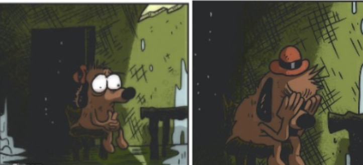 This Is Fine Dog But Darker Blank Meme Template