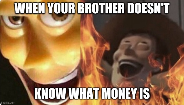 Evil Woody | WHEN YOUR BROTHER DOESN'T; KNOW WHAT MONEY IS | image tagged in memes,funny | made w/ Imgflip meme maker