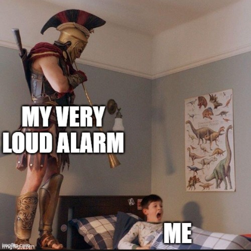 image tagged in spartan soldier alarm clock | made w/ Imgflip meme maker
