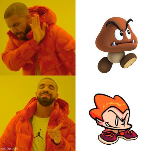 goomba vs picc | image tagged in memes,drake hotline bling | made w/ Imgflip meme maker