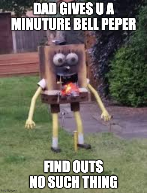 CAROLINA REEPER | DAD GIVES U A MINUTURE BELL PEPER; FIND OUTS NO SUCH THING | image tagged in spongebob overheat | made w/ Imgflip meme maker